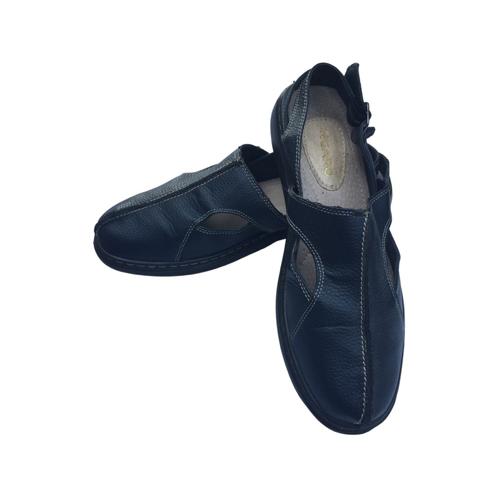 Ingaro Navy Blue Leather Flat Slingback Size 8.5